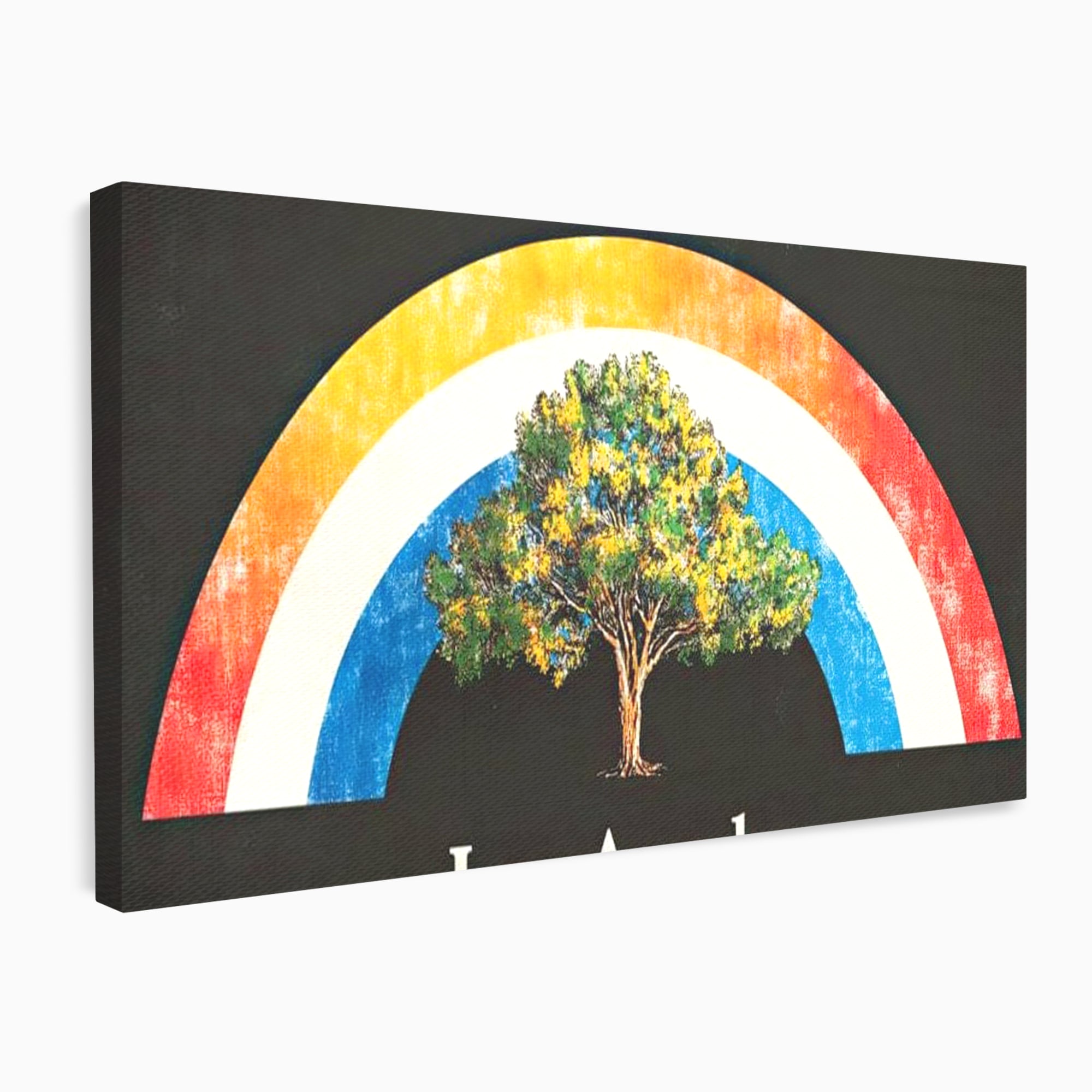 Tablou canvas cu tablou canvas cu curcubeu si copac, fara rama, pe sasiu de lemn